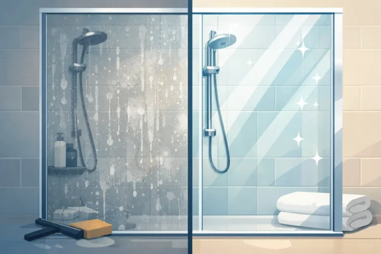 Before and After Shower Door Cleaning Results