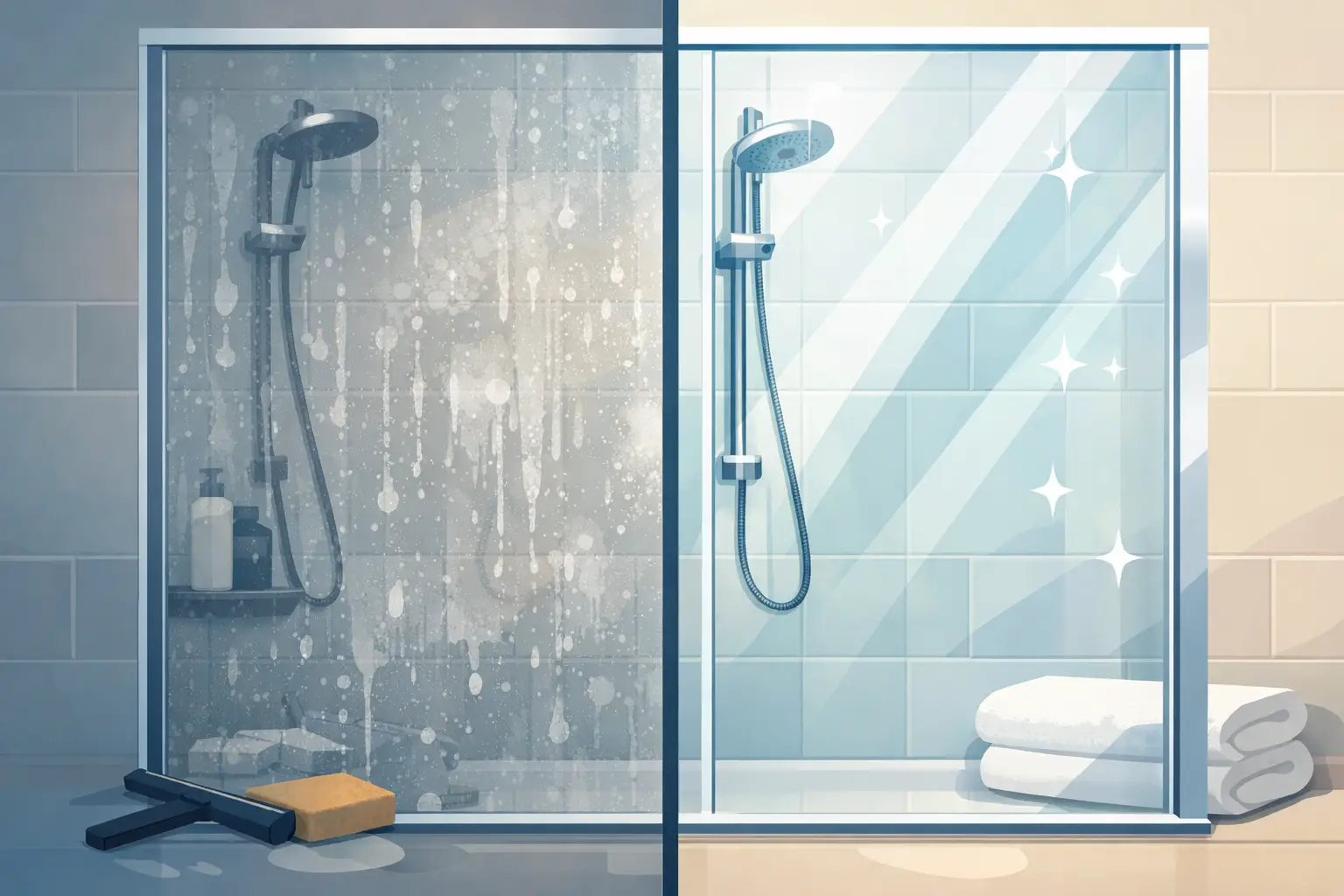 Before and After Shower Door Cleaning Results