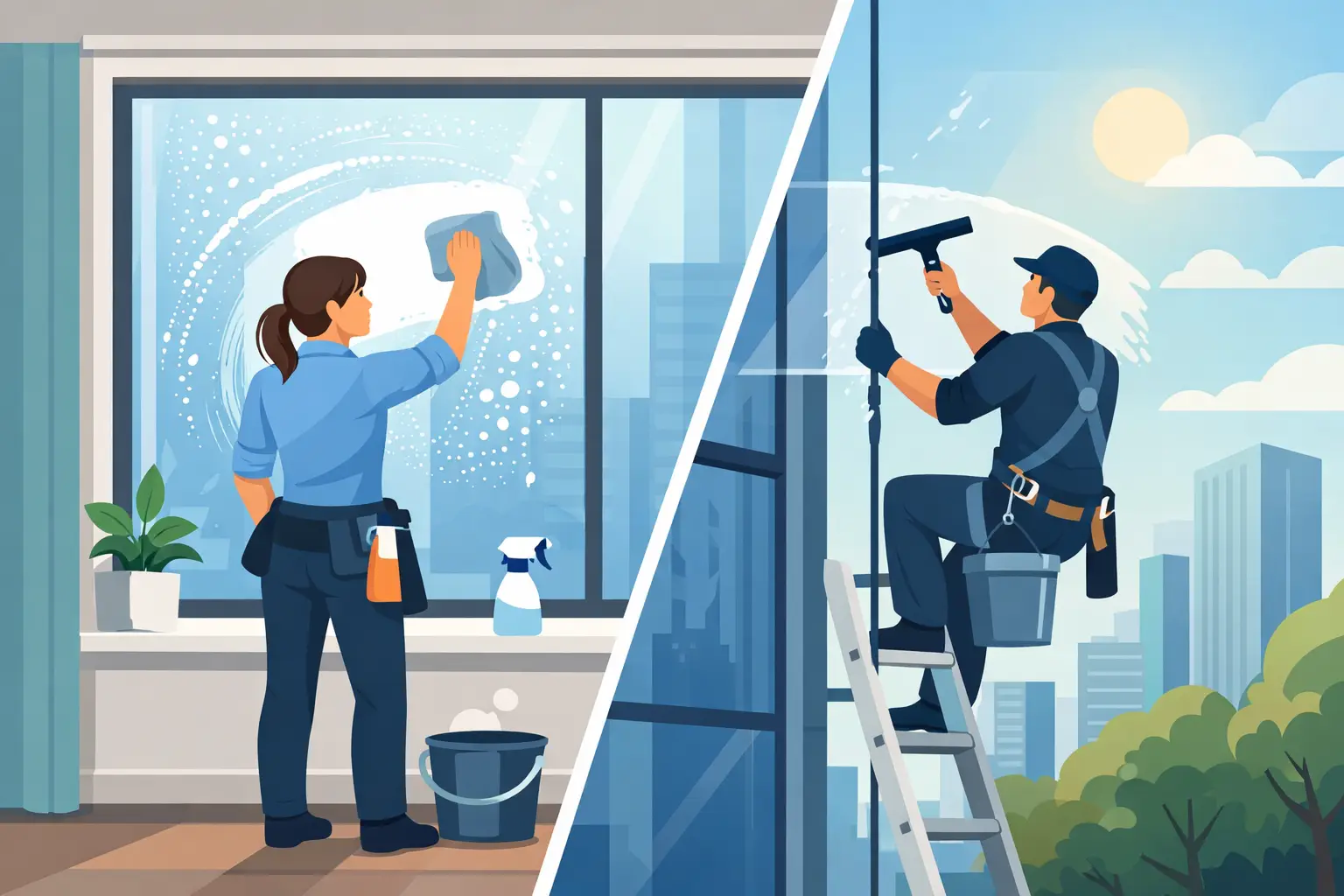 Interior vs Exterior Window Cleaning